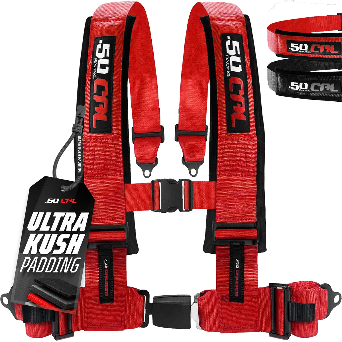 50 Caliber Racing Elite Series 4-Point UTV Harness | Ultra Kush Padding + Push Button Release | 2" & 3", 7 Colors