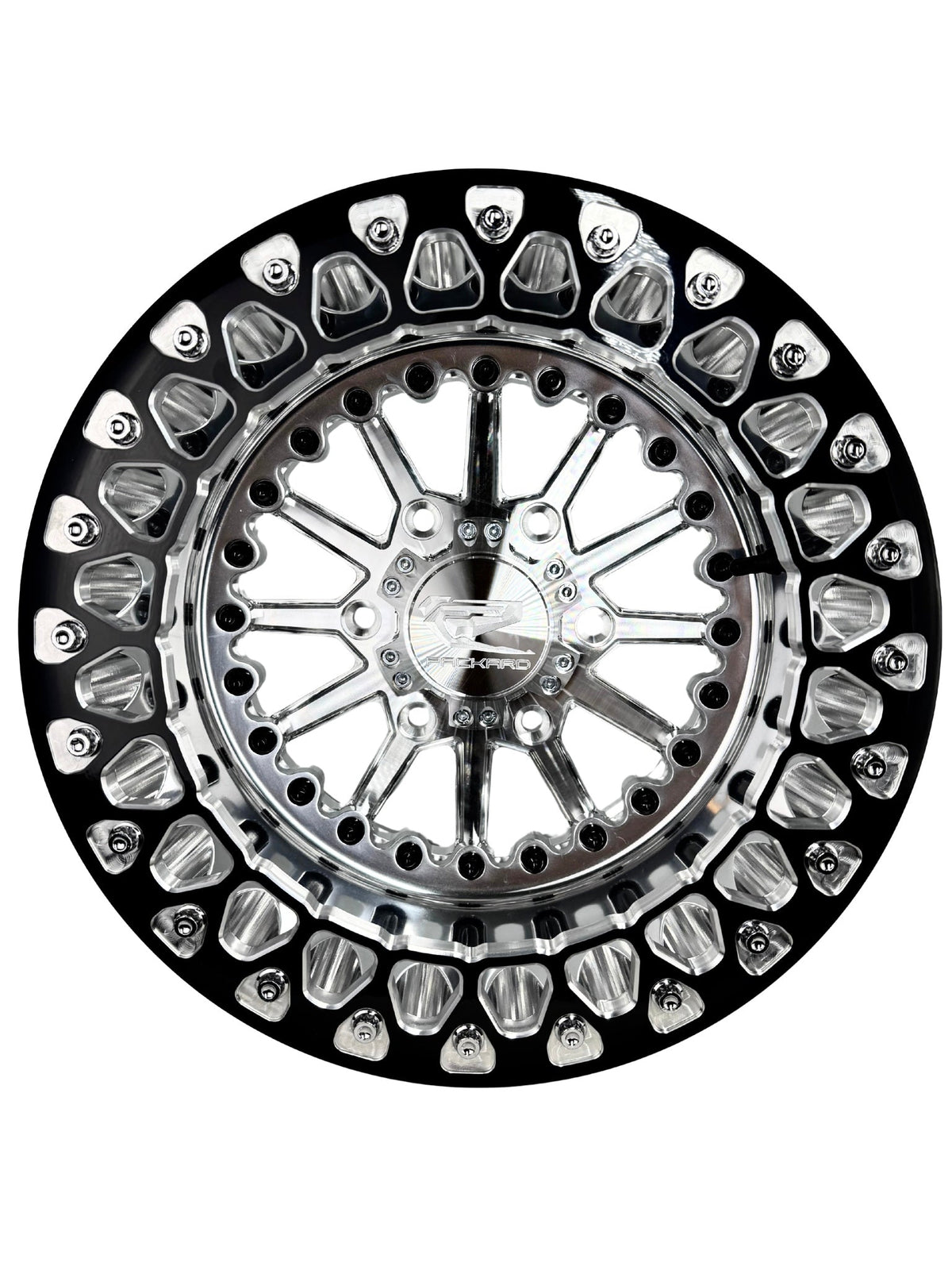 Packard Element Polished Silver beadlock wheel, front view