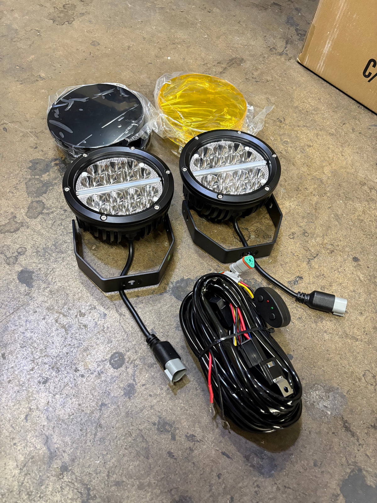 Eco Series 6" Round Off Road LED Light Pair With Amber & Black Covers & Wiring Harness