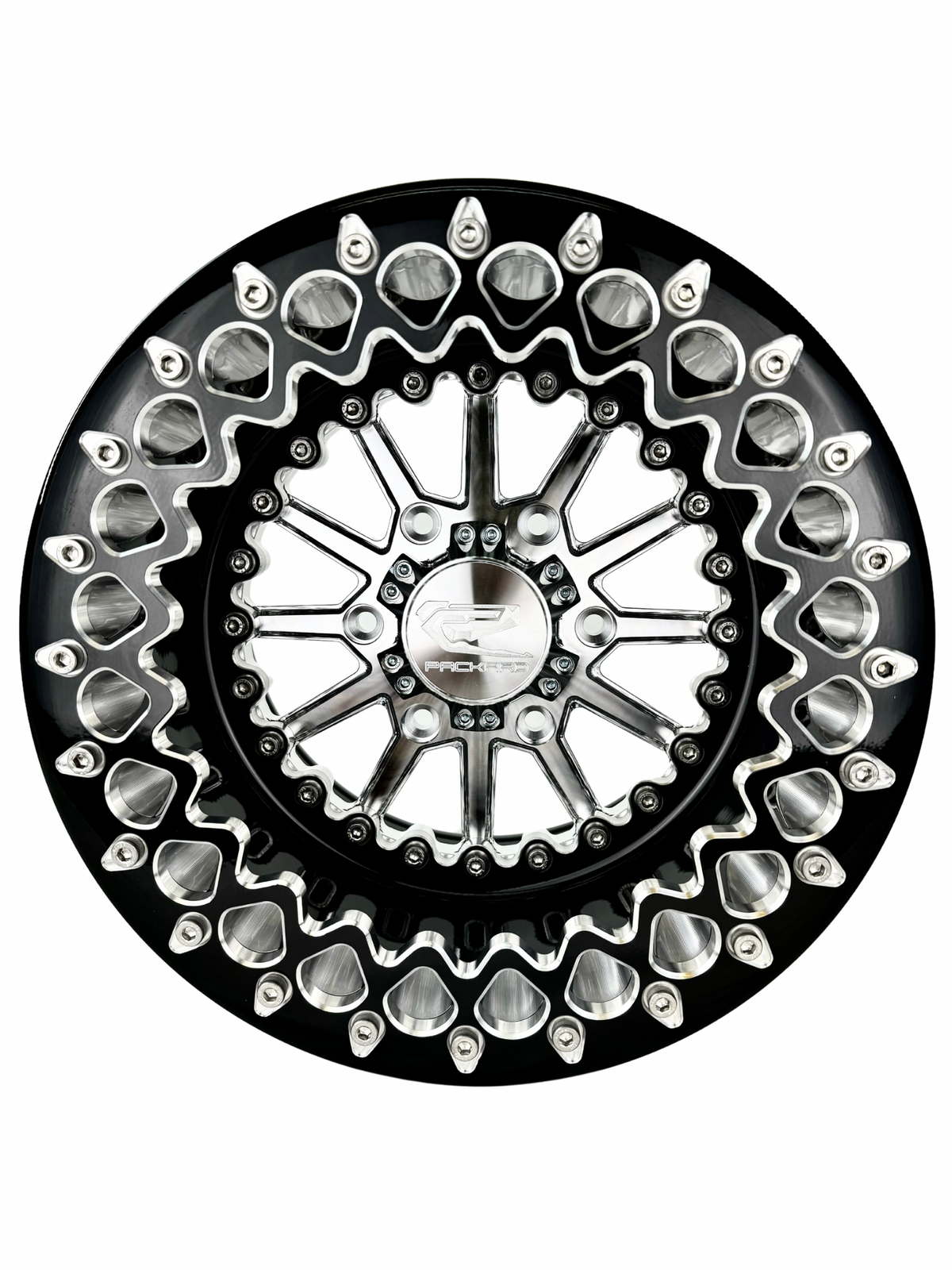Packard Element Silver beadlock wheel, front view