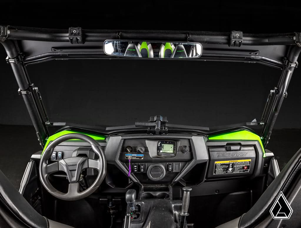 2016+ Kawasaki Teryx / Teryx S Flip Windshield cab view with windshield open — Assault Industries
