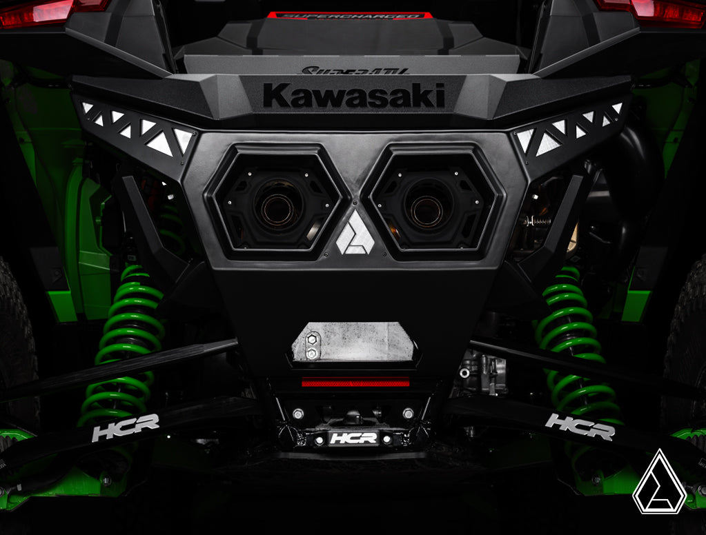 2026+ Kawasaki Teryx H2 Aluminum Rear Bumper installed lower angle — Assault Industries