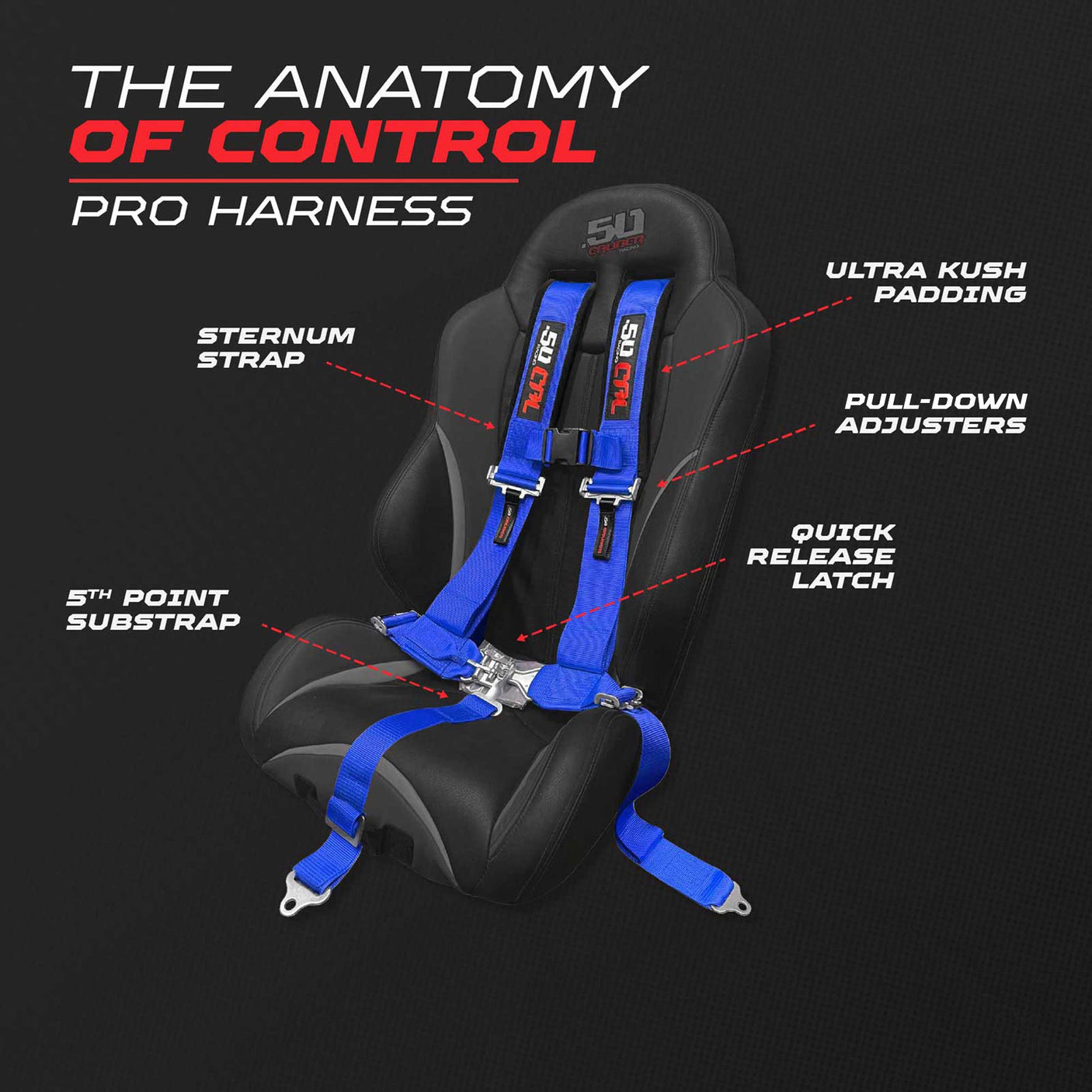 50 Caliber Racing 2" 5-Point UTV Harness with Anti-Submarine Strap