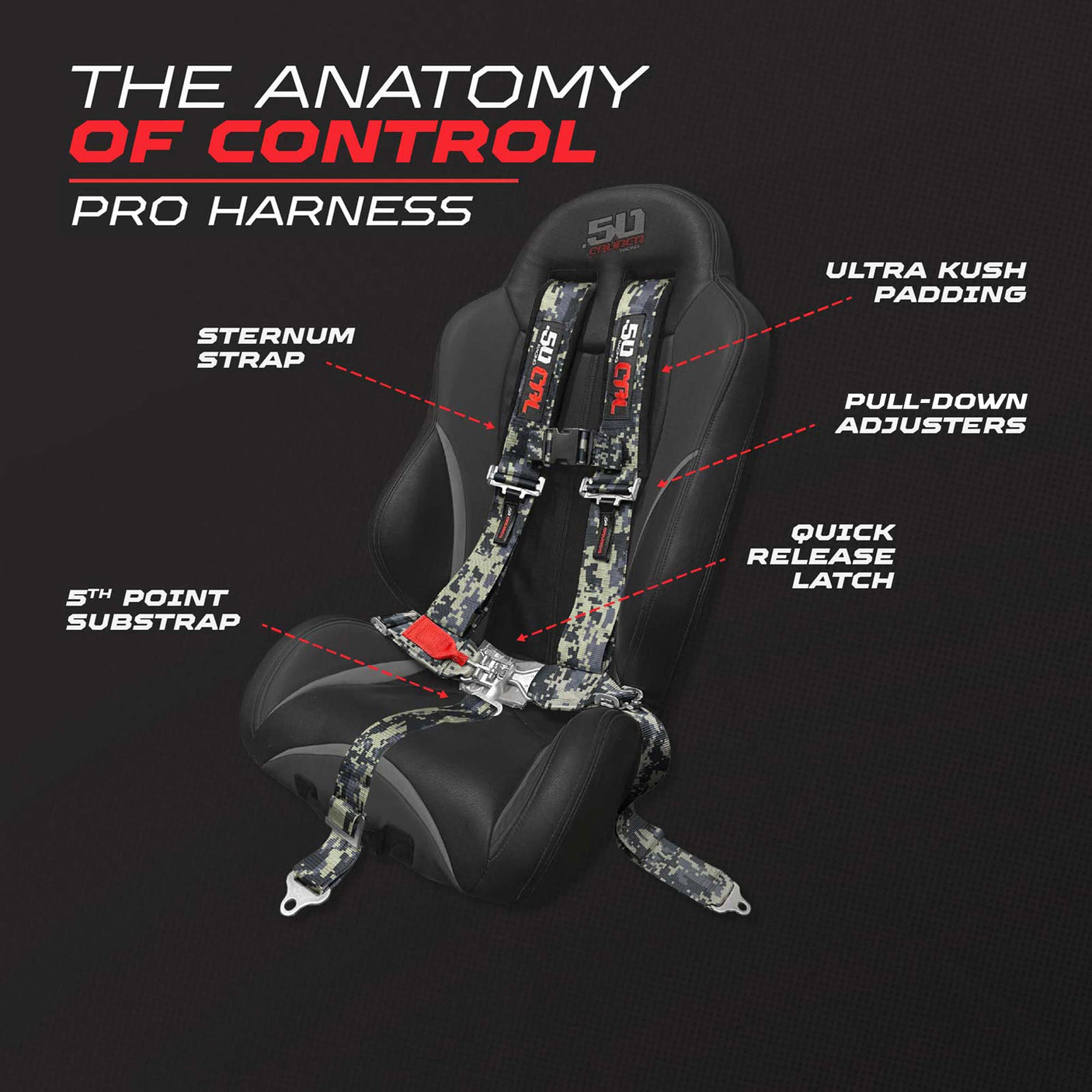 50 Caliber Racing 2" 5-Point UTV Harness with Anti-Submarine Strap