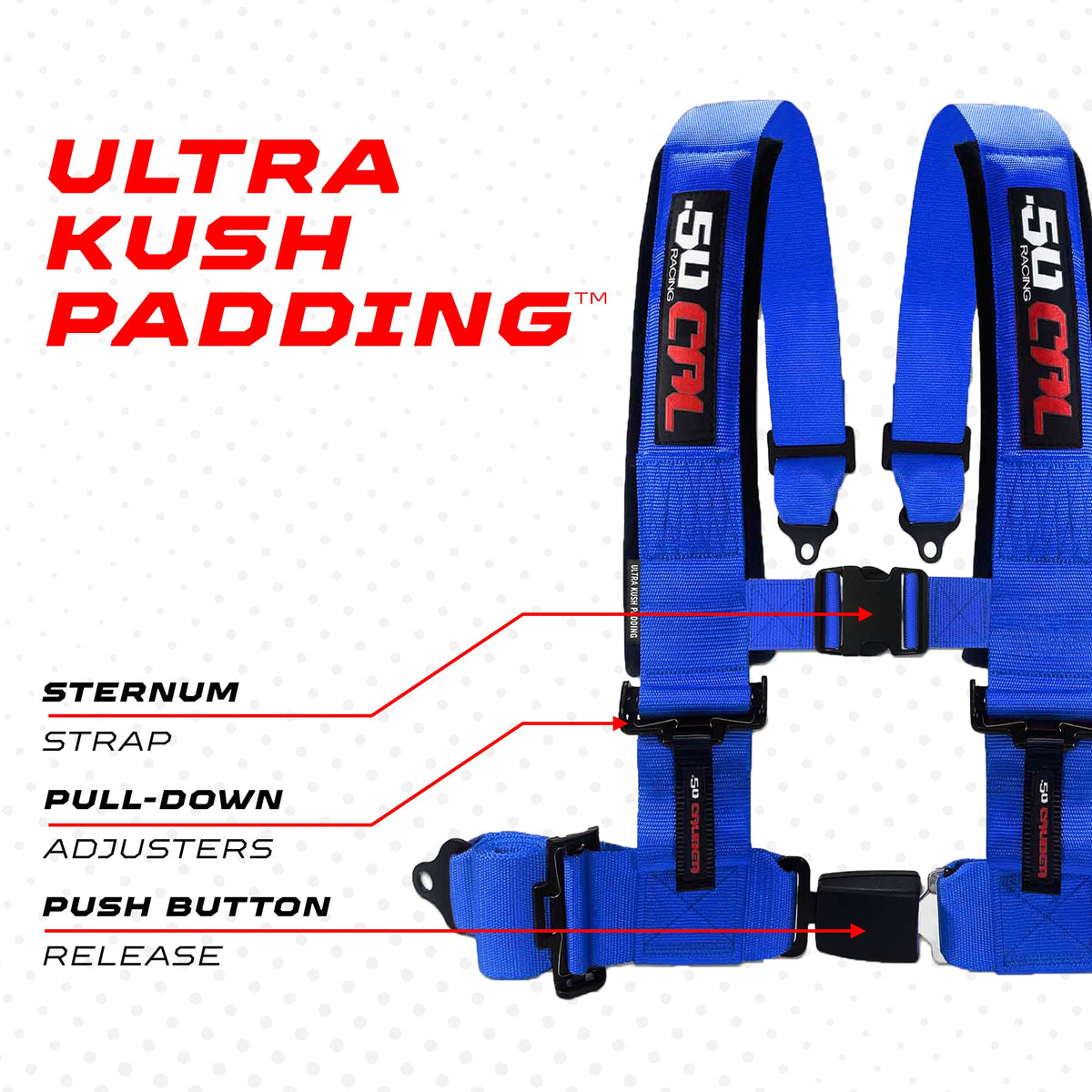 4-Point UTV Harness with Push-Button Release | 50 Caliber Racing