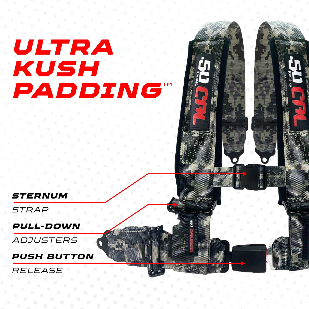 4-Point UTV Harness with Push-Button Release | 50 Caliber Racing