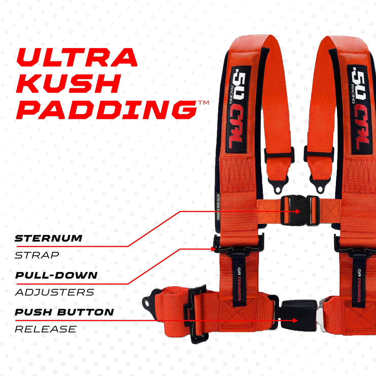 4-Point UTV Harness with Push-Button Release | 50 Caliber Racing