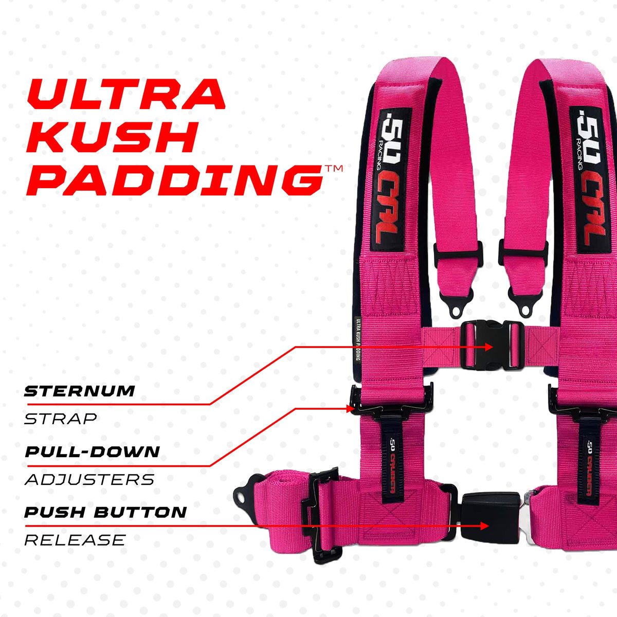 4-Point UTV Harness with Push-Button Release | 50 Caliber Racing