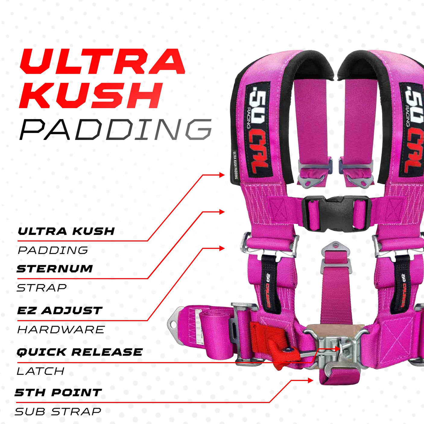 50 Caliber Racing 2" 5-Point UTV Harness with Anti-Submarine Strap