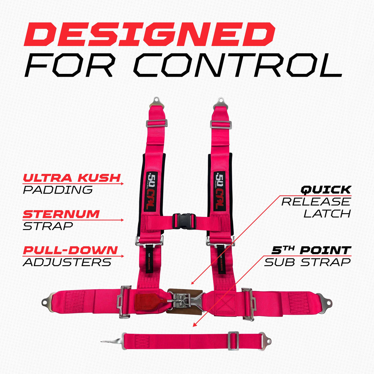 50 Caliber Pro Series 3" 5-Point Race-Latch UTV Harness