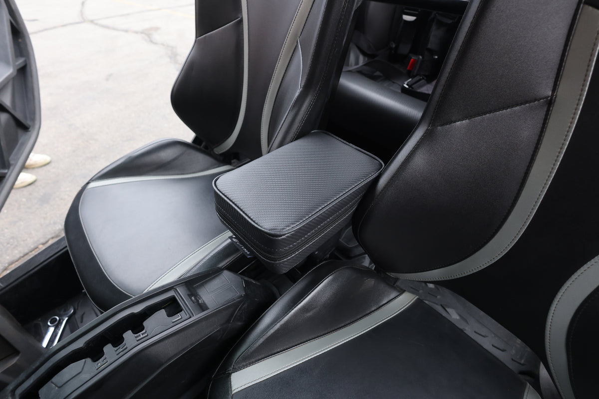 Photo of UTVMA Maverick R MAX Front or Rear Armrest with Bracket (2025) by UTV Mountain Accessories - Premium Arm Rest for UTVs / Side by Sides