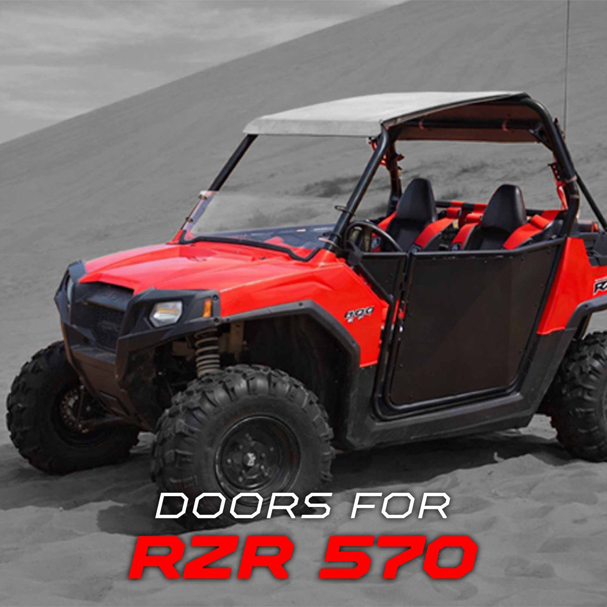 50 Caliber Racing red-panel Polaris RZR doors - view 5