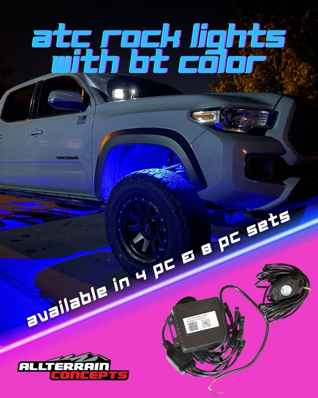 Photo of ATC Rock Lights w/ Bluetooth Color by All Terrain Concepts - Premium LED Light Whips & Rock Lights for UTVs / Side by Sides