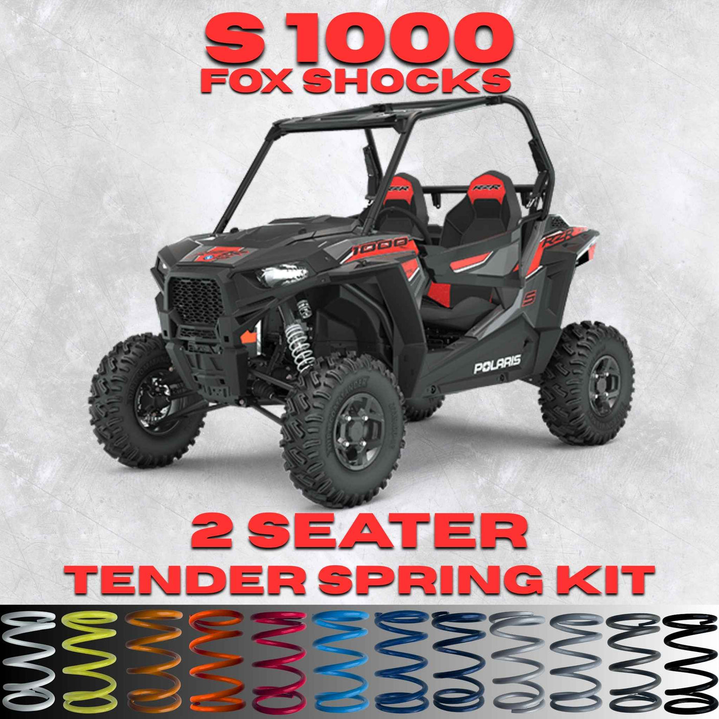 Polaris RZR S 1000 2 Seater Tender Spring Kit - 80% Better Ride + 2-3" Lift (Fox Shocks)