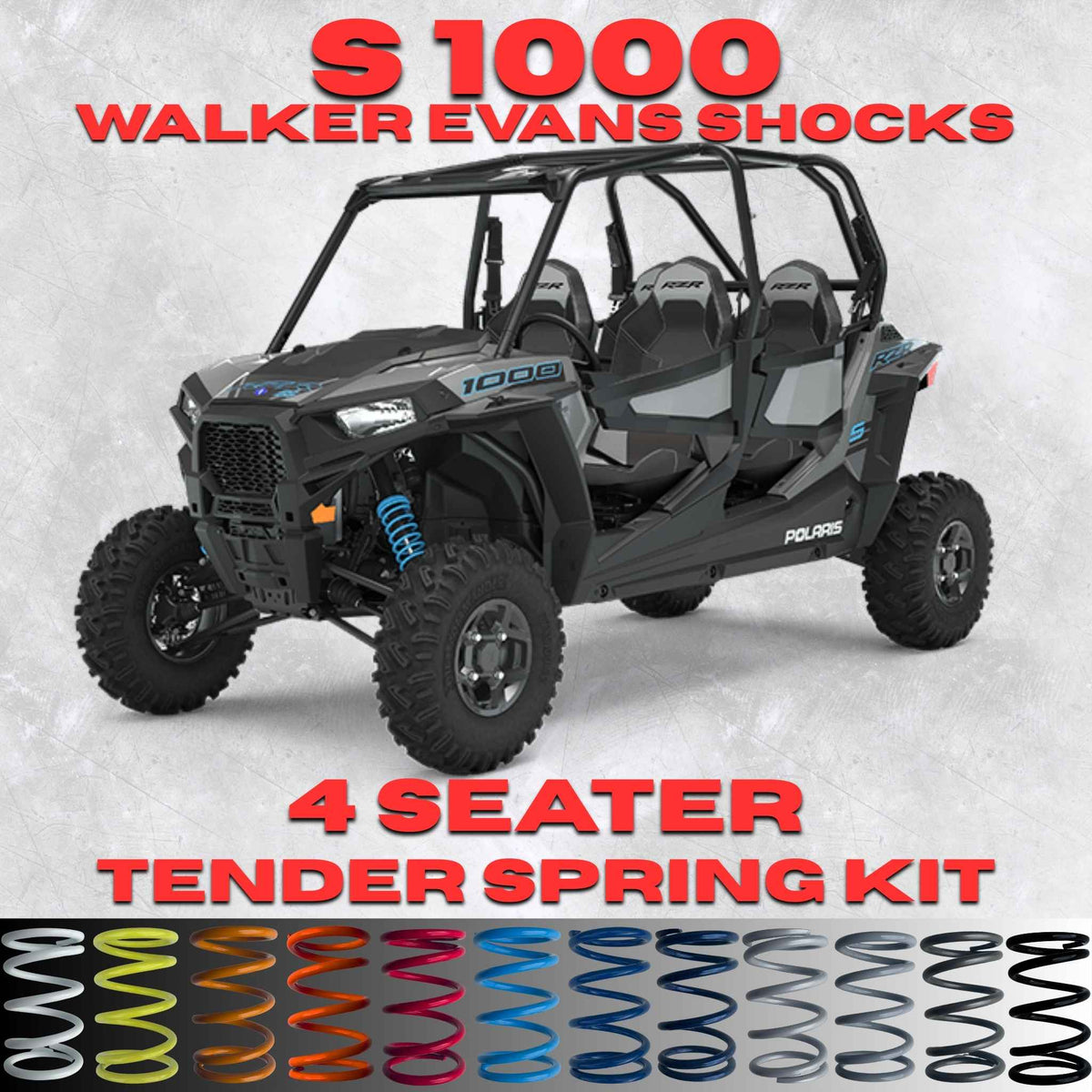 Polaris RZR S 1000 4 Seater Tender Spring Kit - 80% Better Ride + 2-3" Lift (Walker Evans Shocks) | AllThingz UTV