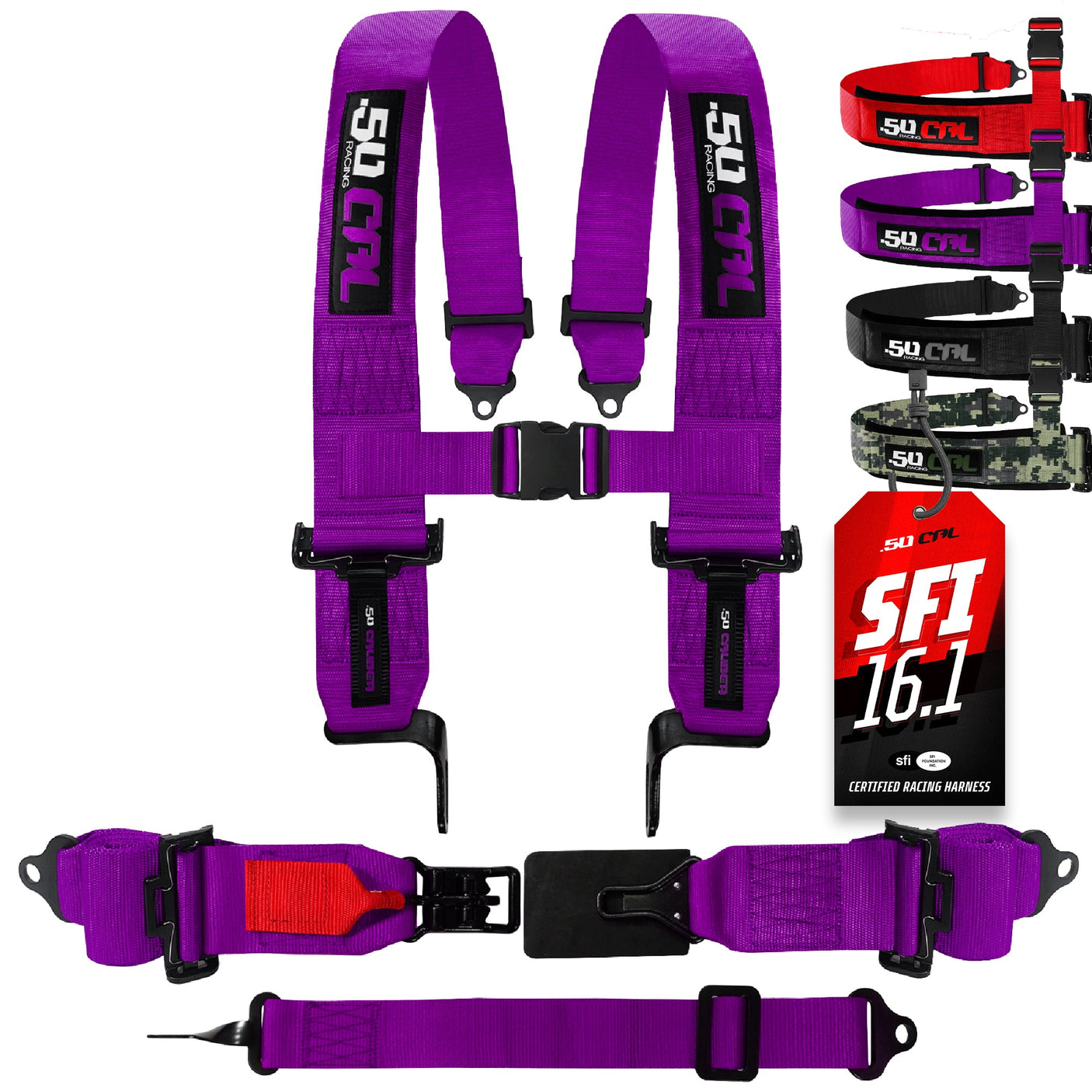 SFI Approved 5 Point Racing Harness - 3" Padded Straps + Quick Release (Black & Red)