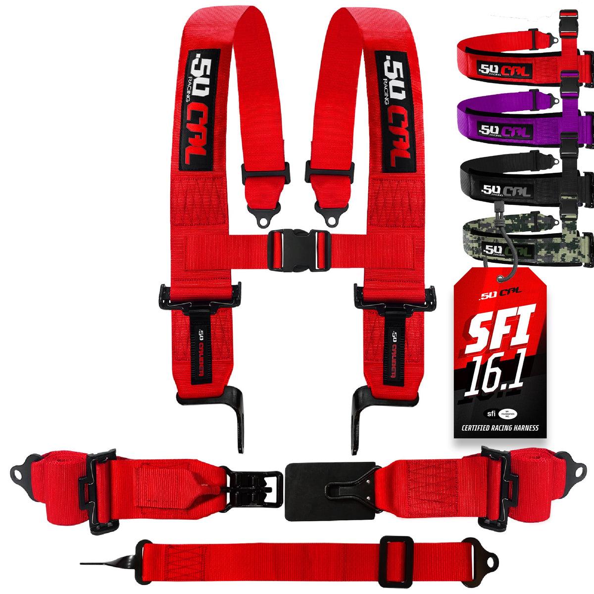 SFI Approved 5 Point Racing Harness - 3" Padded Straps + Quick Release (Black & Red)
