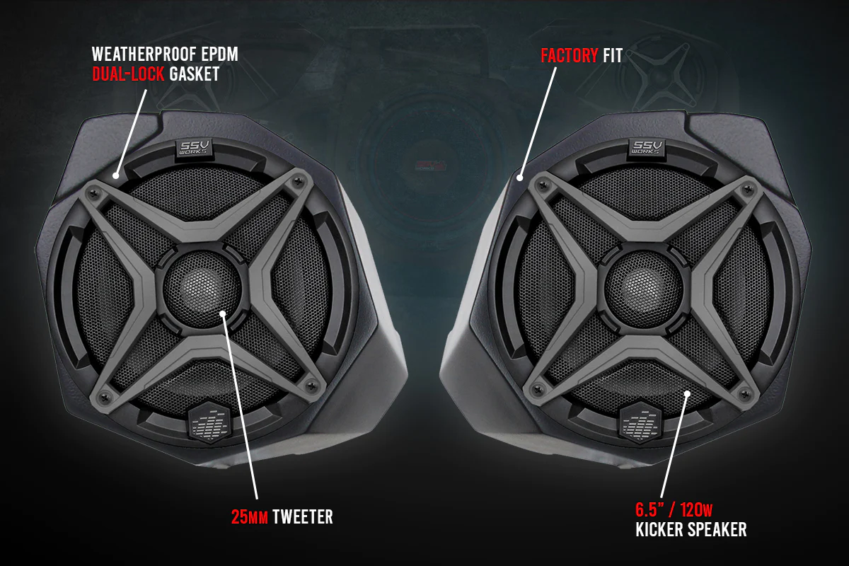SSV Works '17-'25 Can-Am Maverick X3 6.5" Front-Kick Speaker-Pods