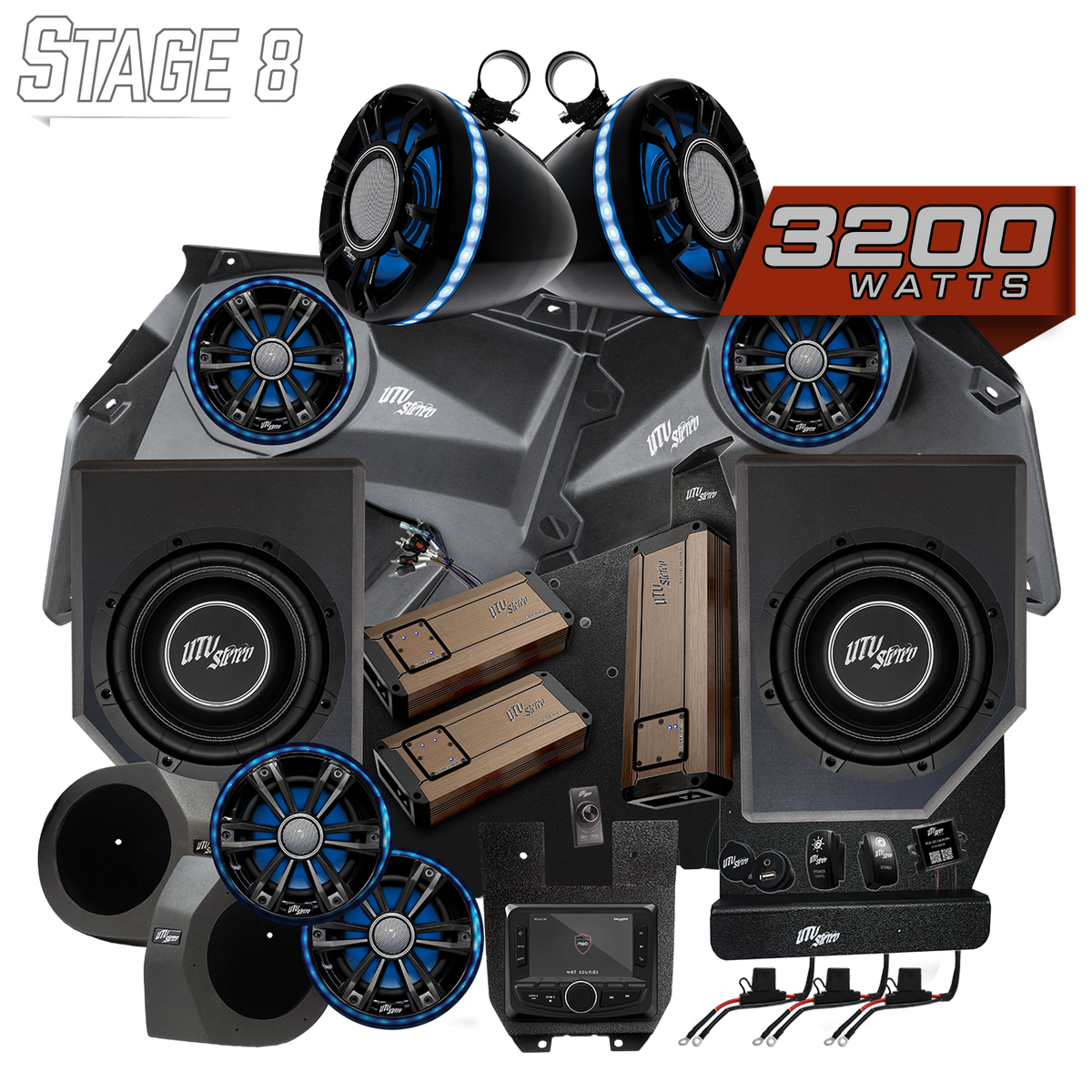 UTV Stereo Can-Am X3 Elite Stage 8 stereo kit components