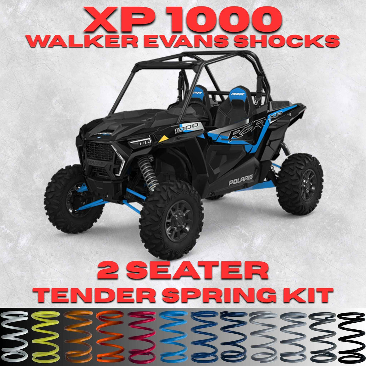 Polaris RZR XP 1000 2 Seater Tender Spring Kit - 80% Better Ride + 2-3" Lift (Walker Evans Shocks) - 2024