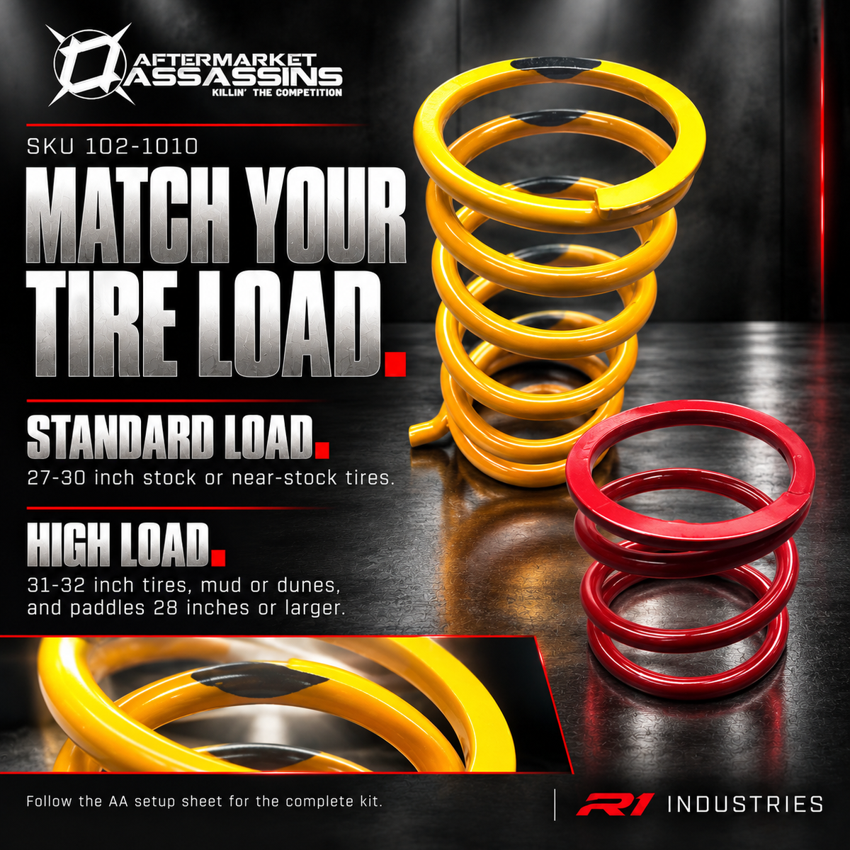Primary and secondary spring detail with load setup choices for General S2 kit 102-1010