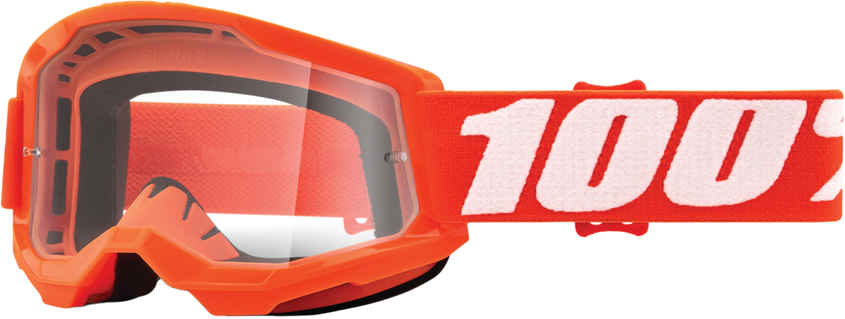 100% Strata 2 Junior Goggles - Orange Clear Lens