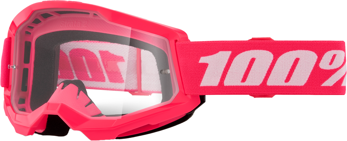 100% Strata 2 Junior Goggles - Pink Clear Lens