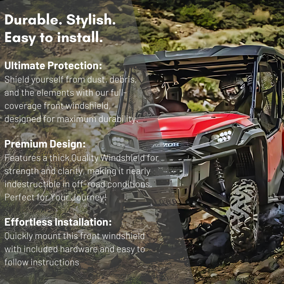 Photo of Honda Pioneer 1000 Full Glass Windshield (2016-2022) by Dirt Warrior Accessories - Premium Windshields for UTVs / Side by Sides