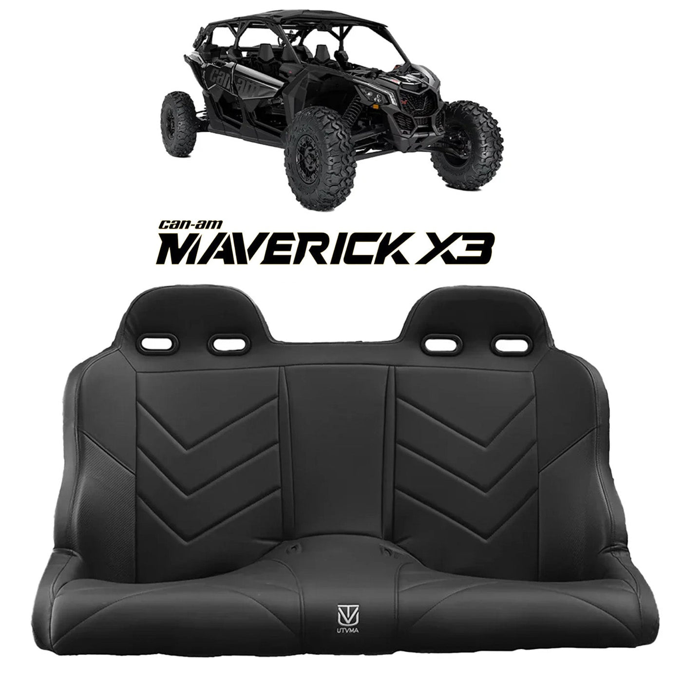 Photo of Maverick X3 Rear Bench Seat W Harnesses (2017-2025) by UTV Mountain Accessories - Premium Seats & Accessories for UTVs / Side by Sides
