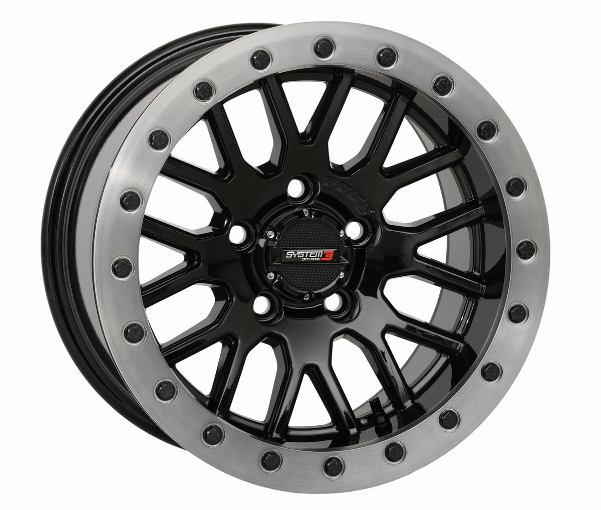 Photo of SYSTEM 3 SB9 WHEEL 15X9 5+4 (+10MM) 5/4.5 GLOSS BLACK by SYSTEM 3 - Premium Wheels for UTVs / Side by Sides