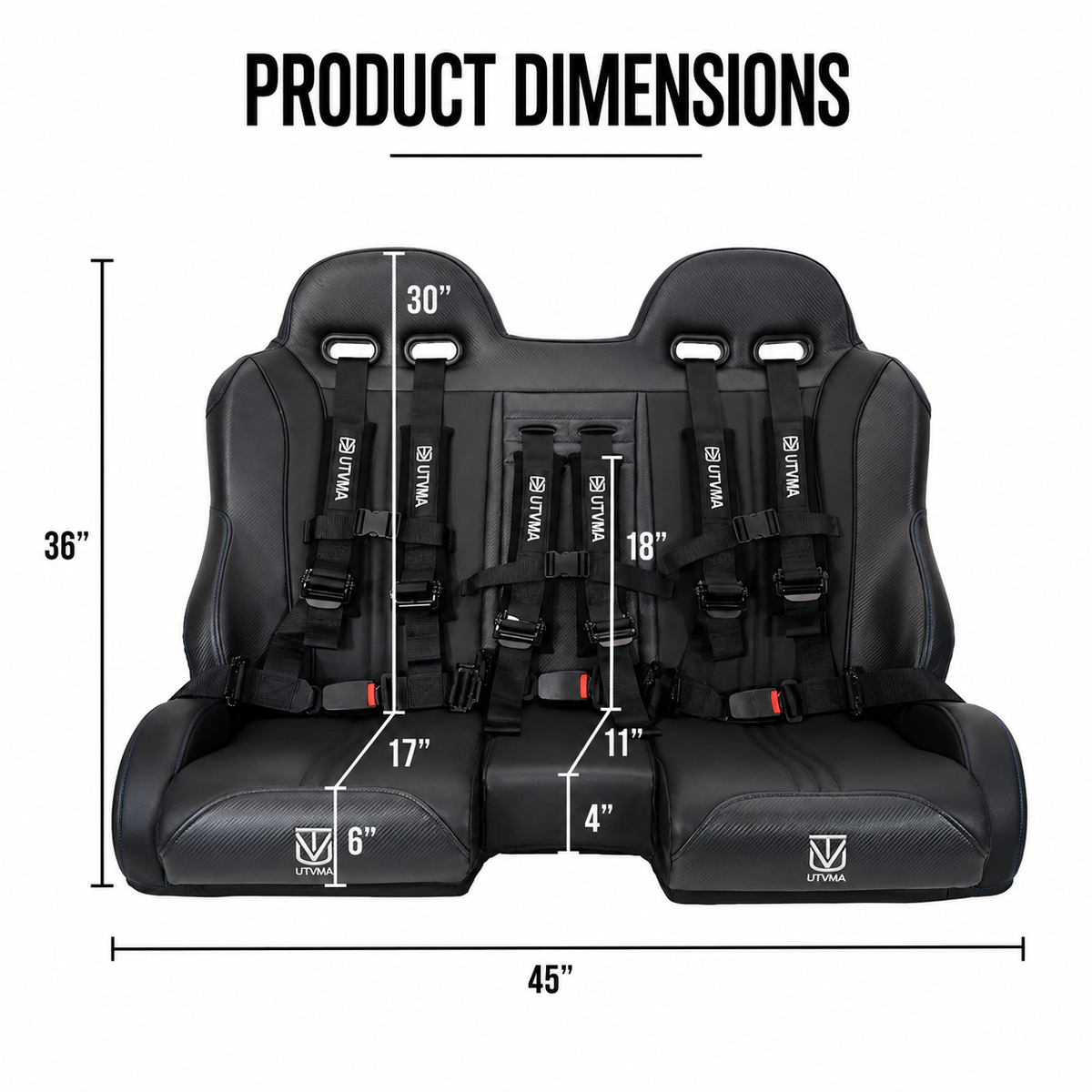 RZR 1000 Front Bucket & Rear Bench Seat Set with 4-Point Harnesses