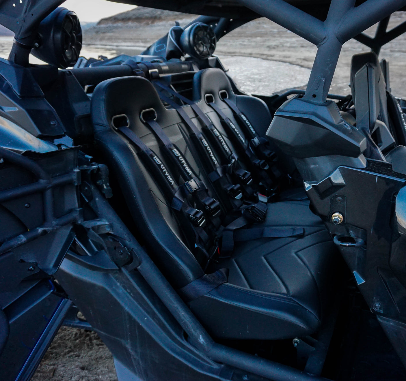 Photo of Maverick X3 Rear Bench Seat W Harnesses (2017-2025) by UTV Mountain Accessories - Premium Seats & Accessories for UTVs / Side by Sides
