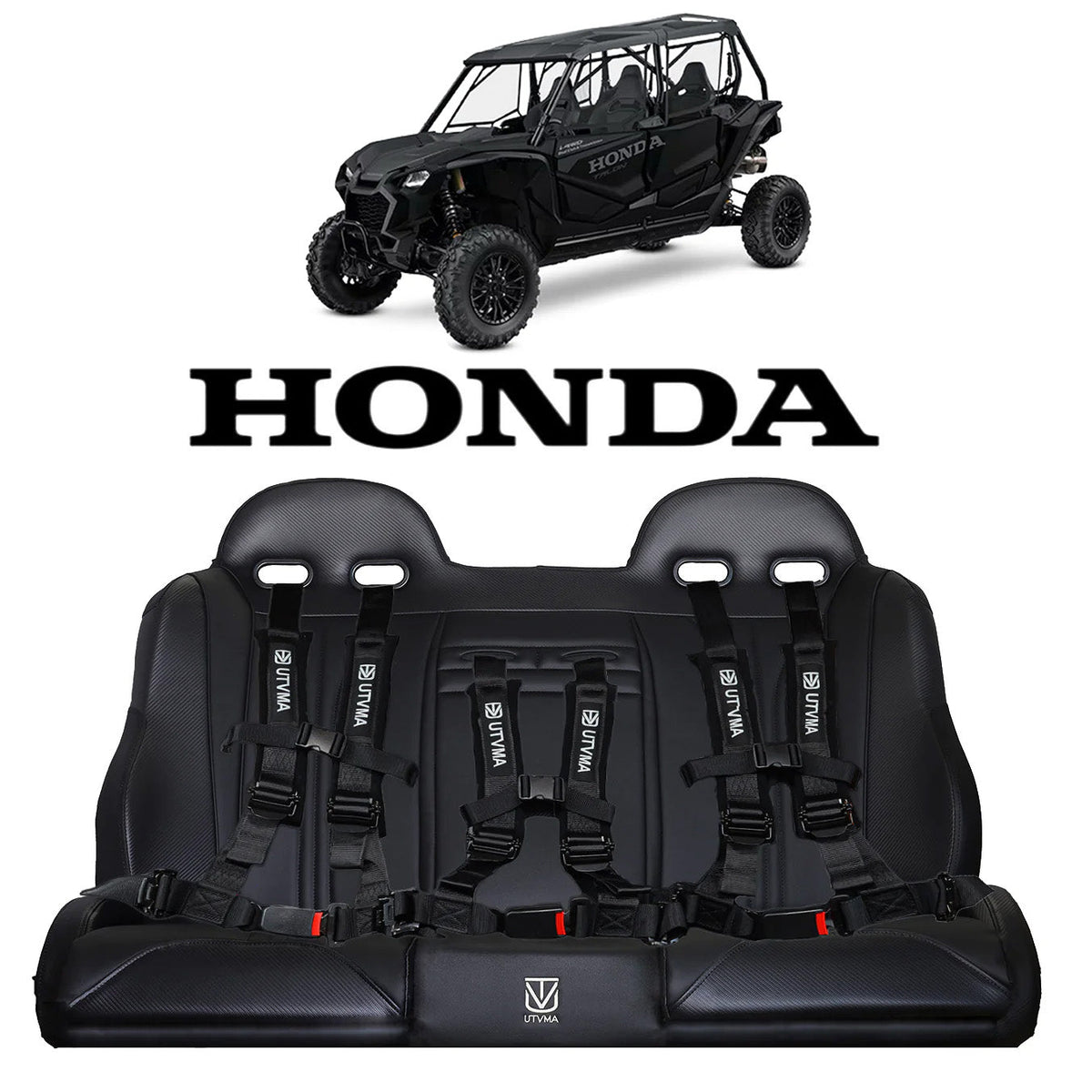 Photo of Honda Talon 4 Rear Bench Seat W Harnesses (2019-2025) by UTV Mountain Accessories - Premium Seats & Accessories for UTVs / Side by Sides