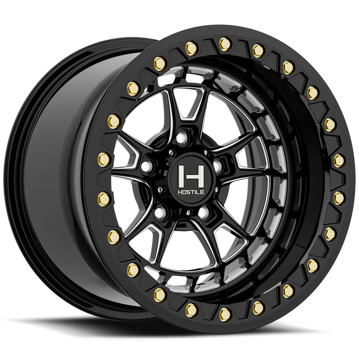 Hostile HF32 Forged Rival Beadlock Wheel Blade Cut - Gloss Black