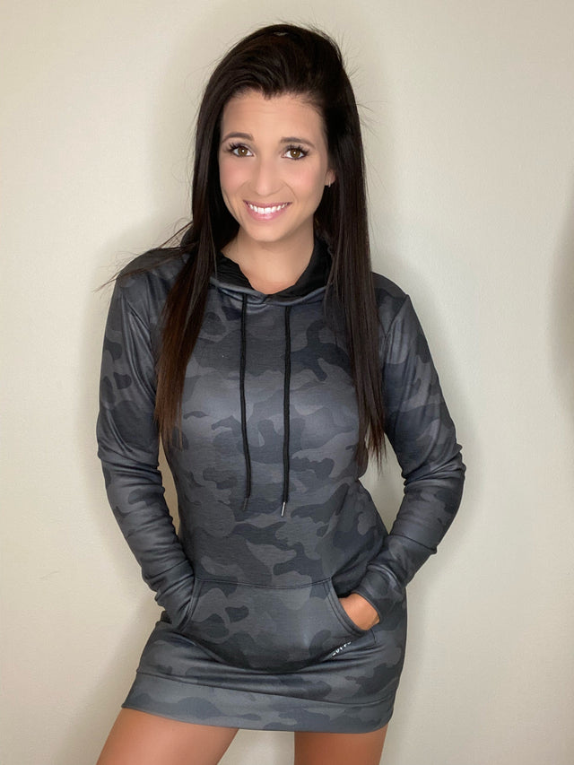 Photo of Black Camo Hoodie Dress by Luckless Outfitters - Premium for UTVs / Side by Sides