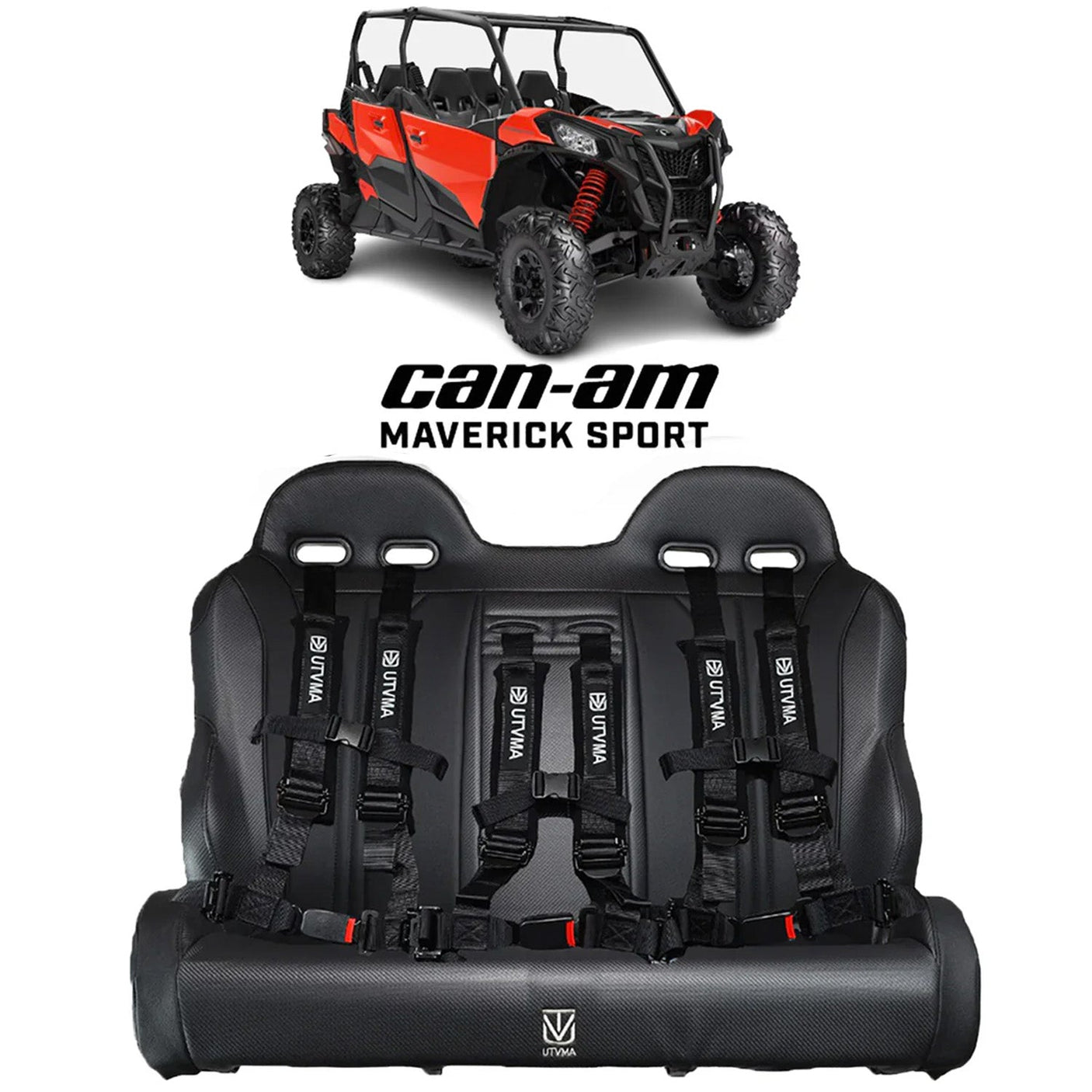 Photo of Maverick Sport Max Rear Bench with Harnesses (2019-2025) by UTV Mountain Accessories - Premium Seats & Accessories for UTVs / Side by Sides