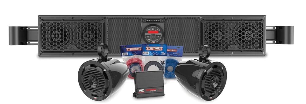 MTX Audio Kawasaki Teryx/Mule Bluetooth Overhead Audio Sound Bar with 2-Channel Amplifier & 2 Roll Cage Speaker System