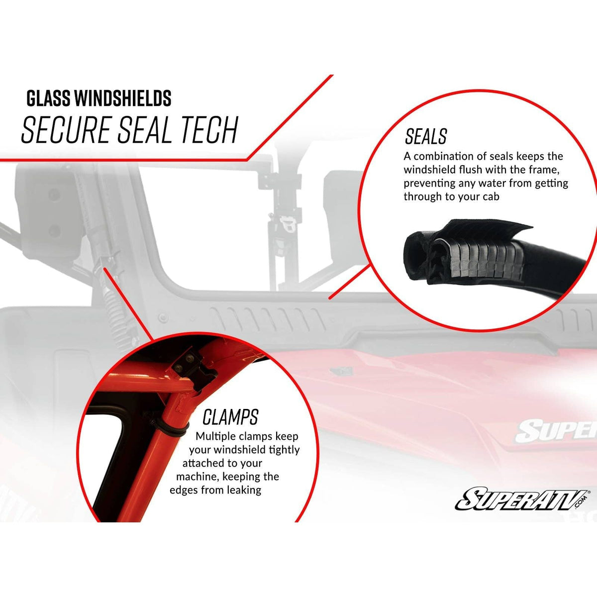 Photo of Polaris RZR Turbo S Glass Windshield by SuperATV - Premium Windshields for UTVs / Side by Sides