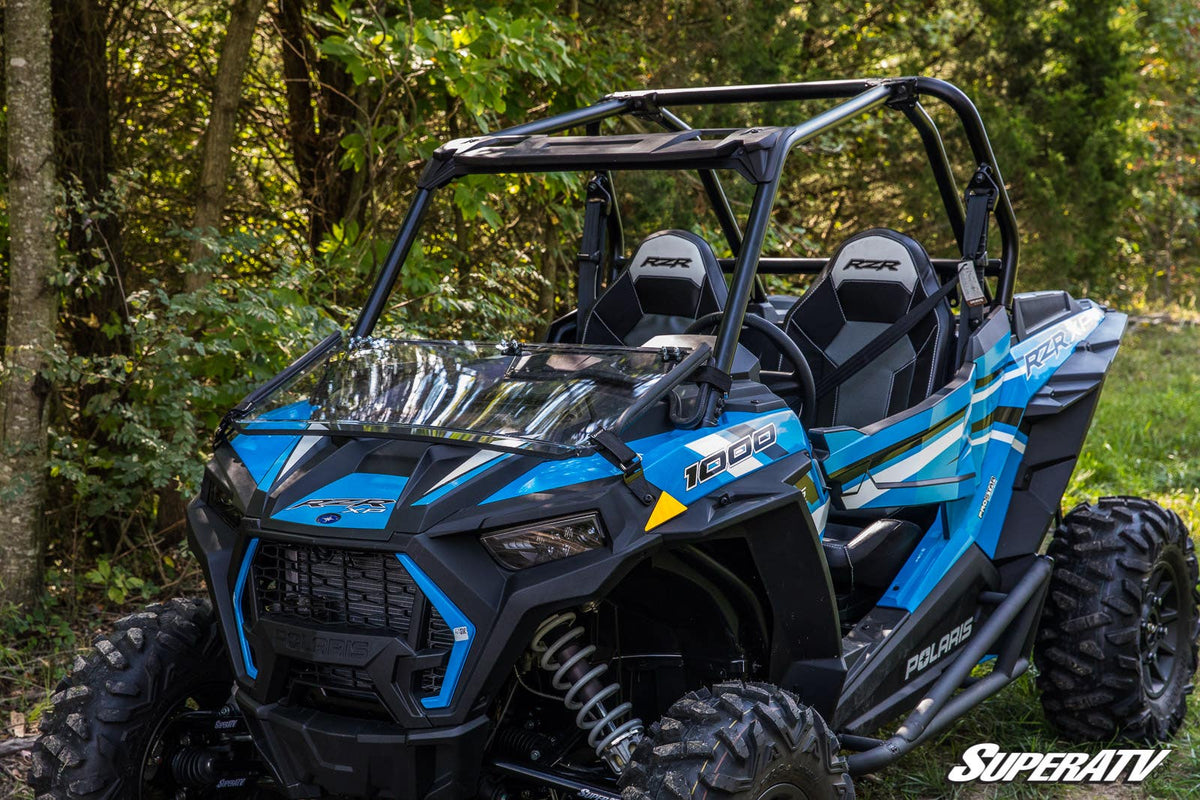 Polaris RZR XP 1000 Fold Down Windshield - Clear; Scratch Resistant - 2019+