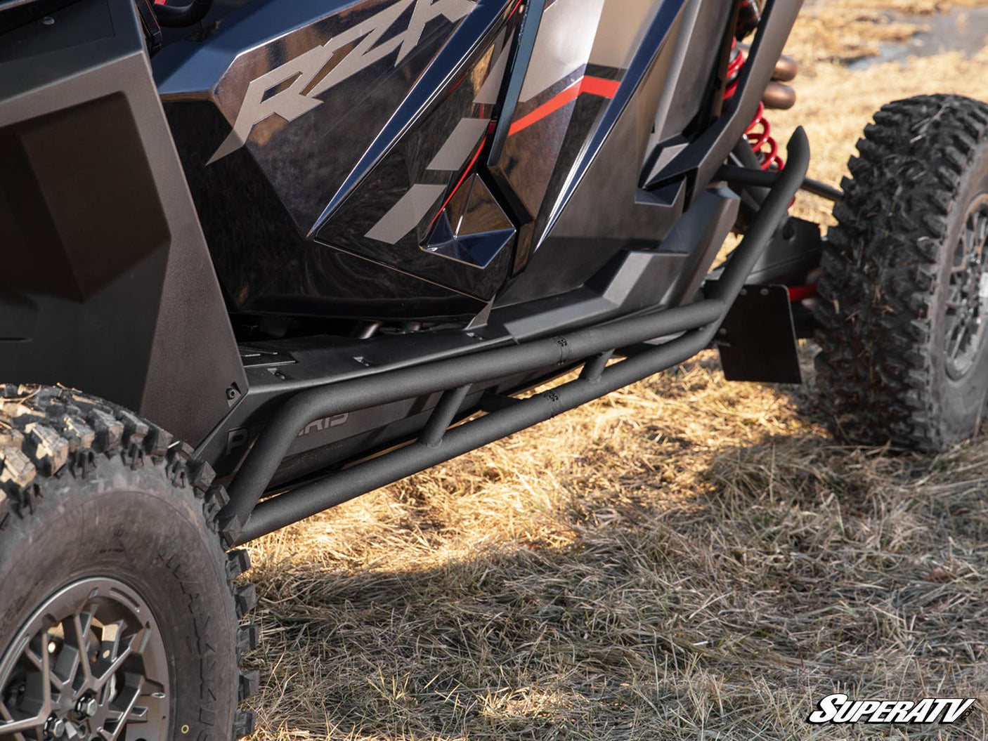 Photo of SuperATV Polaris RZR Turbo R 4 Rock Slider Nerf Bars by SuperATV - Premium Nerf Bars for UTVs / Side by Sides