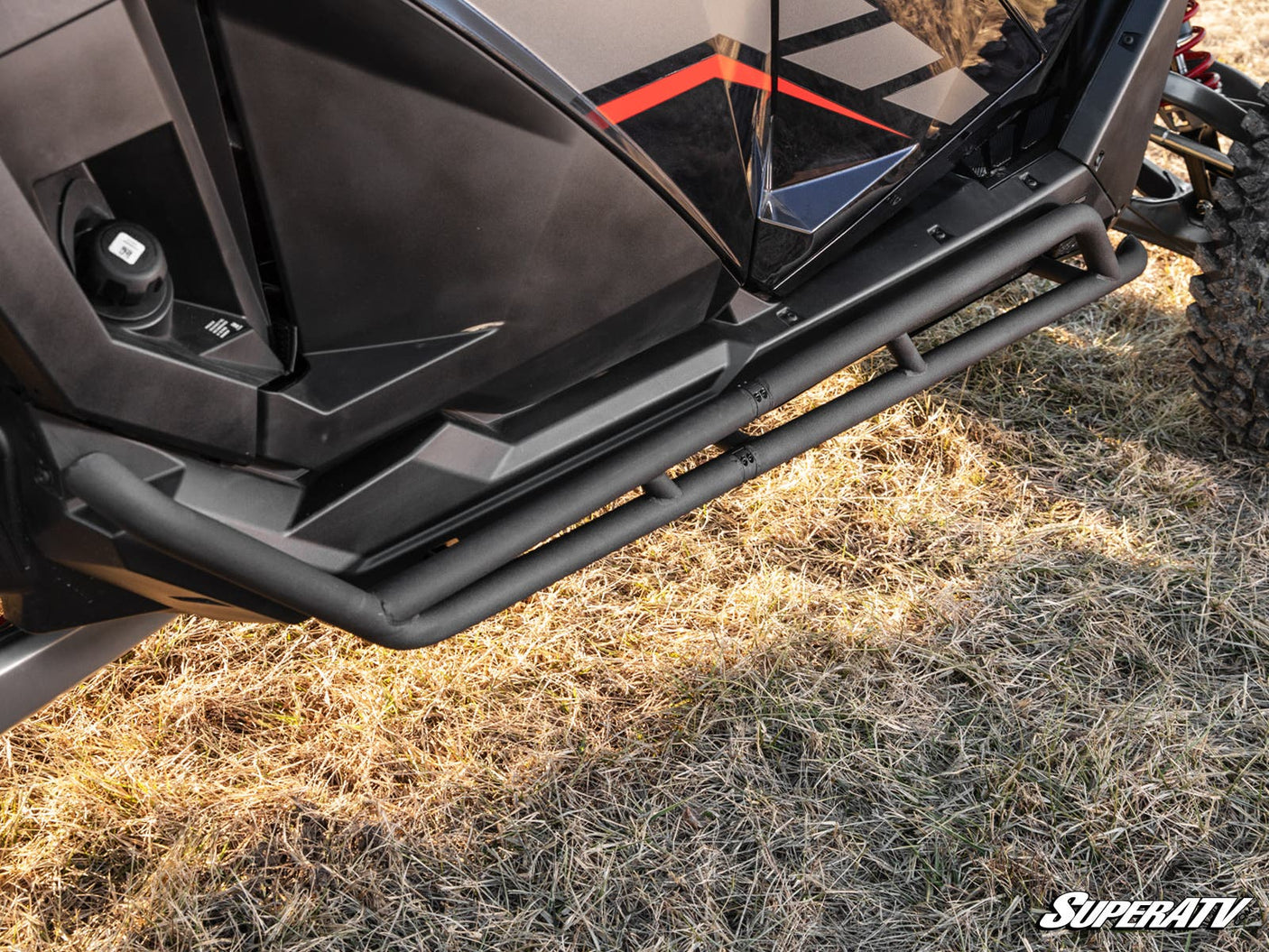 Photo of SuperATV Polaris RZR Turbo R 4 Rock Slider Nerf Bars by SuperATV - Premium Nerf Bars for UTVs / Side by Sides
