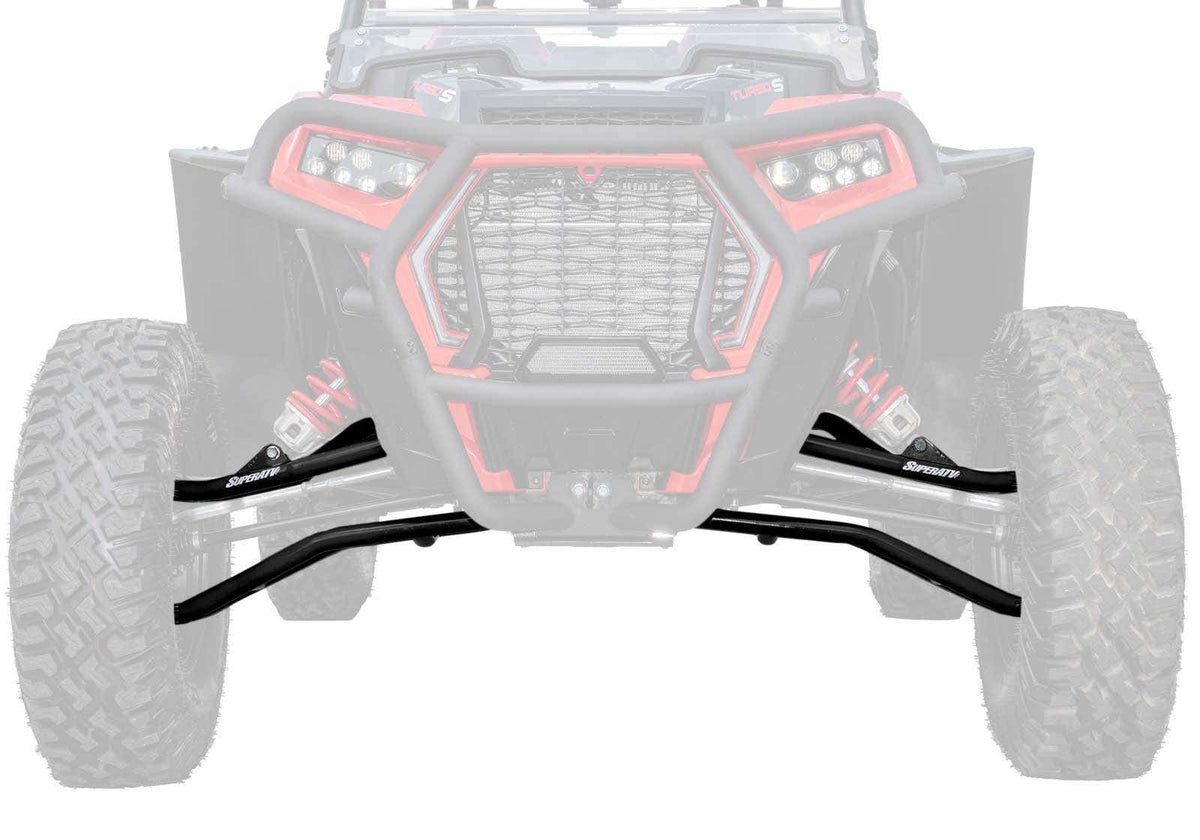 Polaris RZR Turbo S High Clearance 1.5in. Offset A-Arms (Chromoly) - Black - Keller Ball Joints Installed