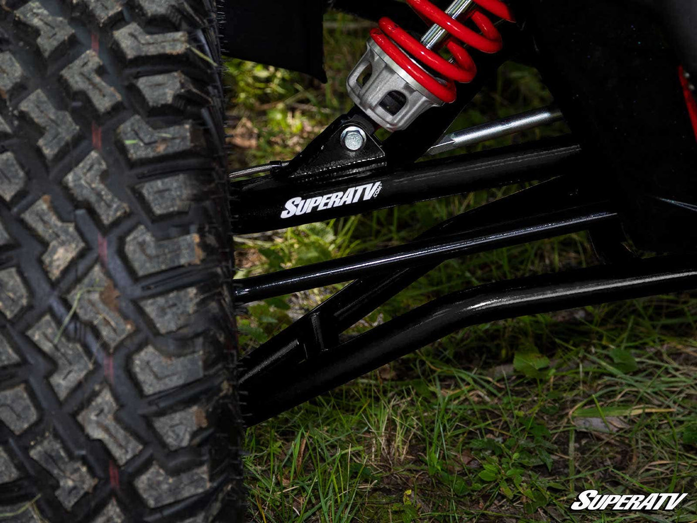 Polaris RZR Turbo S High Clearance 1.5in. Offset A-Arms (Chromoly) - Black - Keller Ball Joints Installed