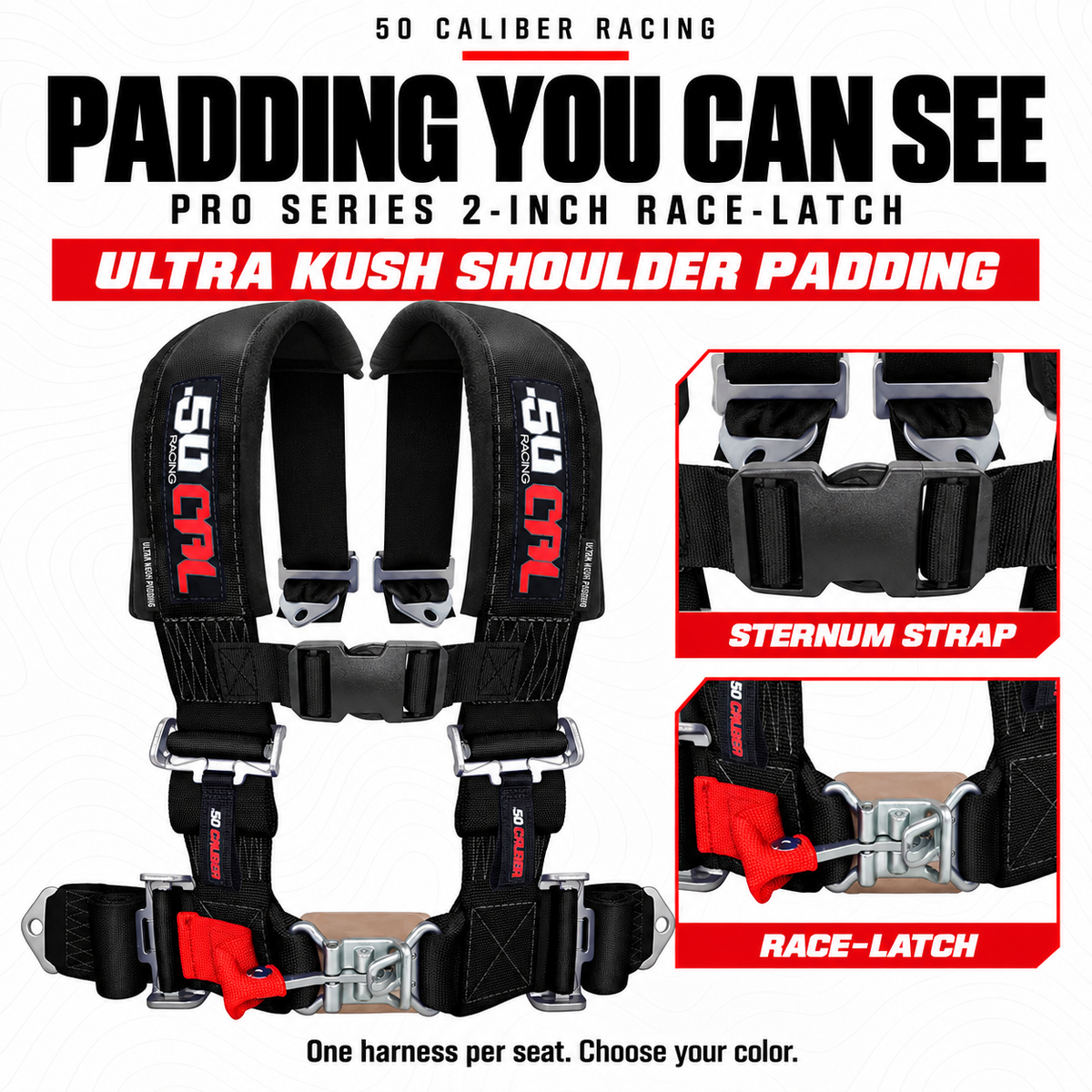 Pro Series 2" 4-Point Race-Latch UTV Harness — shoulder padding and harness details