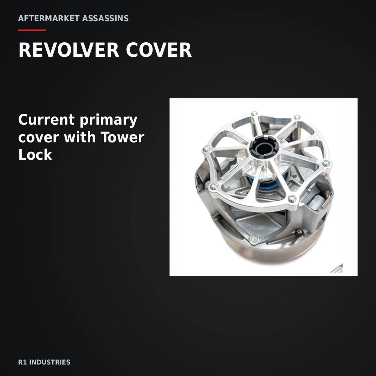 Aftermarket Assassins RZR Turbo / Turbo S Stage 4 Clutch Kit — REVOLVER COVER. Current primary cover with Tower Lock