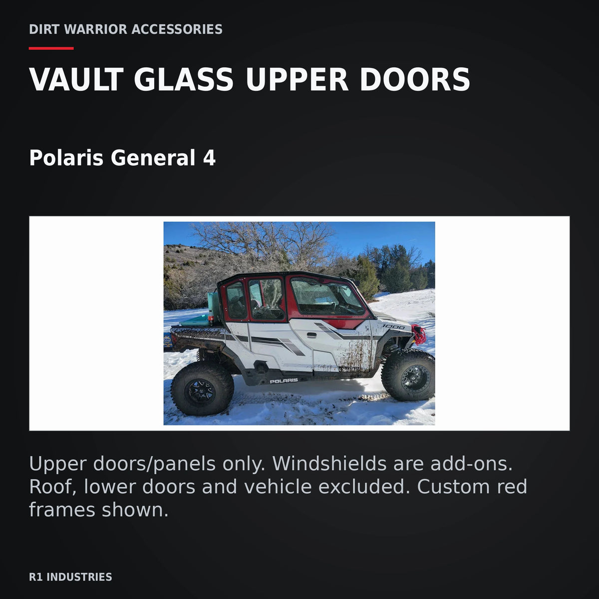 Dirt Warrior Vault Glass Upper Doors — Polaris General 4 — VAULT GLASS UPPER DOORS. Polaris General 4