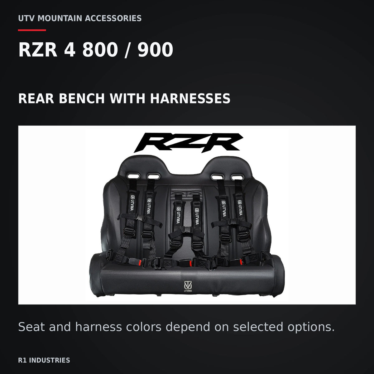 UTVMA RZR 4 800 / 900 Rear Bench with Harnesses (2010–2014) — RZR 4 800 / 900. REAR BENCH WITH HARNESSES