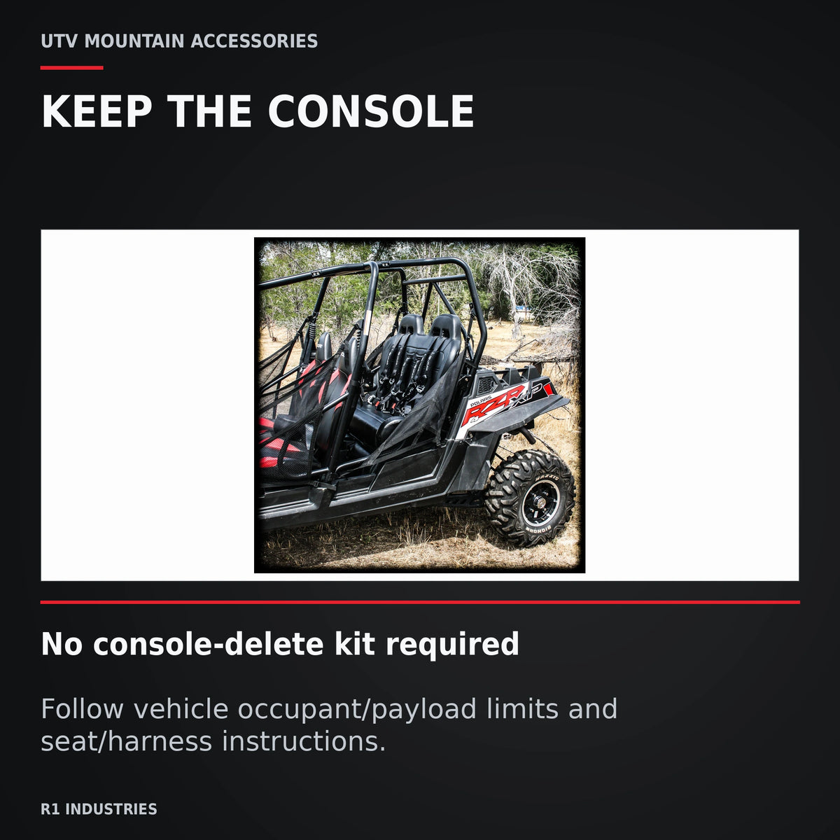 UTVMA RZR 4 800 / 900 Rear Bench with Harnesses (2010–2014) — KEEP THE CONSOLE. No console-delete kit required