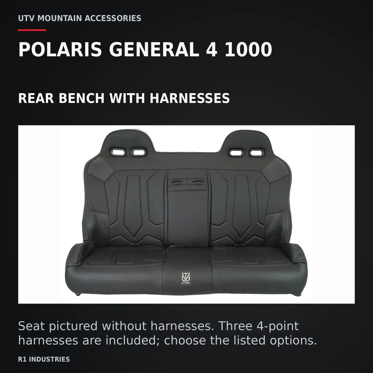 UTVMA Polaris General 4 1000 Rear Bench with Harnesses (2017+) — POLARIS GENERAL 4 1000. REAR BENCH WITH HARNESSES