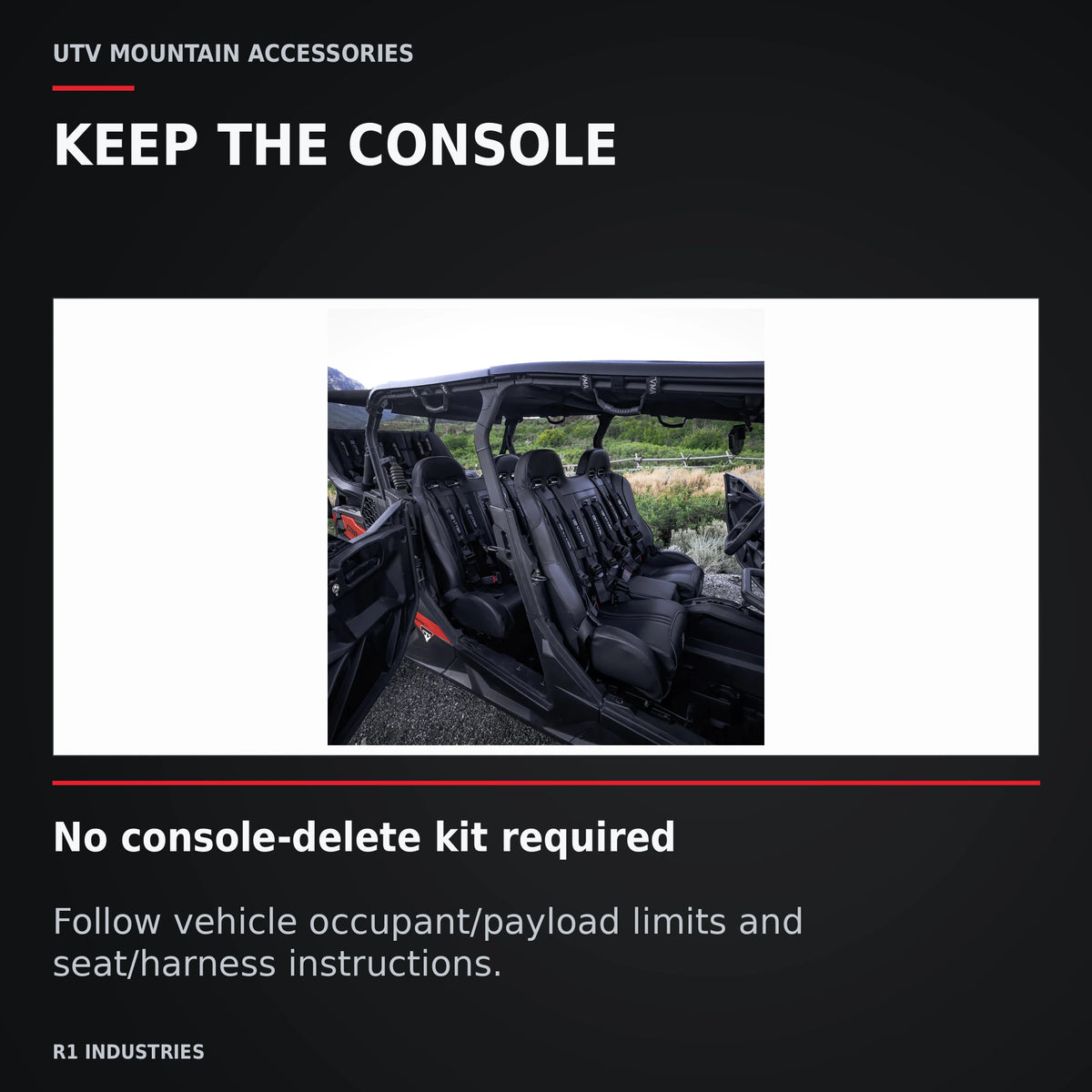 UTVMA Maverick Sport MAX Front Bench with Harnesses (2019+) — KEEP THE CONSOLE. No console-delete kit required